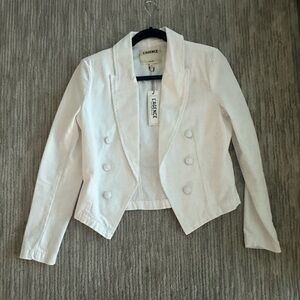 L’ Agence Wayne White Denim Double-Breasted Blazer Size Small New w/ tags